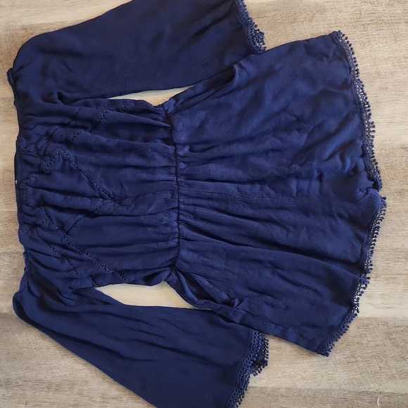 Navy Blue Off-Shoulder Romper - Picture 1 of 5